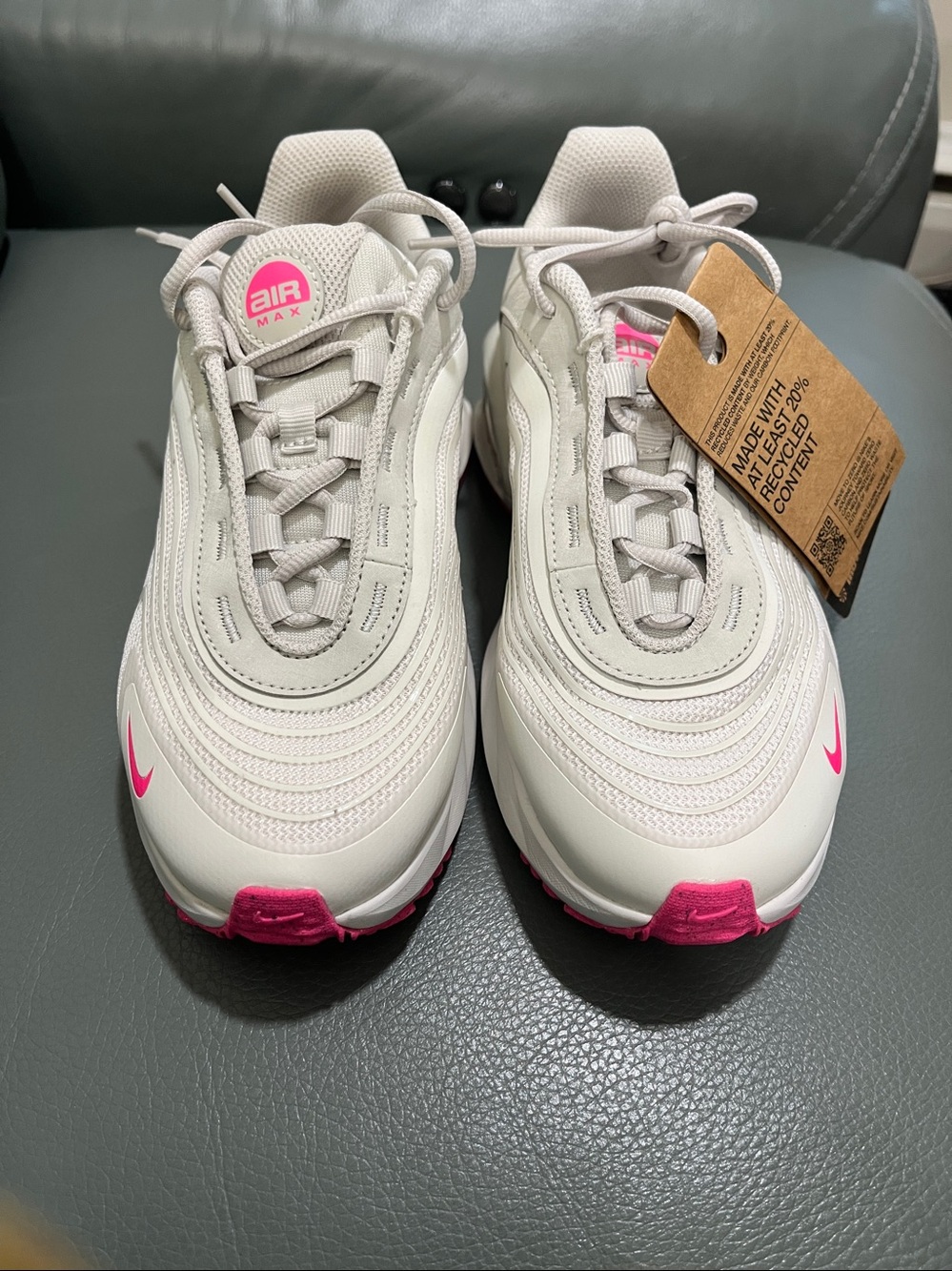 Nike Women’s Air Max Fire Sneakers - Light  Taupe with Pink Accents - Picture 2 of 7